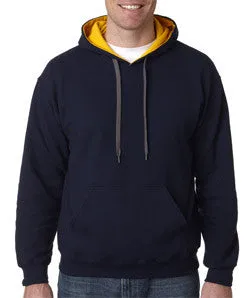 185C00 Gildan Adult Heavy BlendContrast Hooded Sweatshirt Navy/ Gold