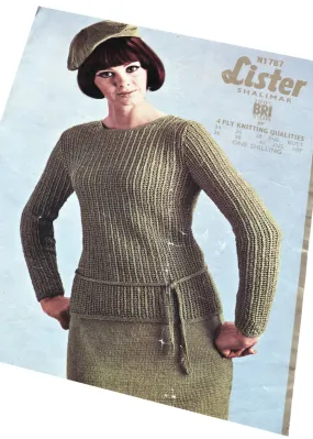 1960s Lister #1787 Fashion Set Knitting Pattern • Jumper, Skirt, Hat