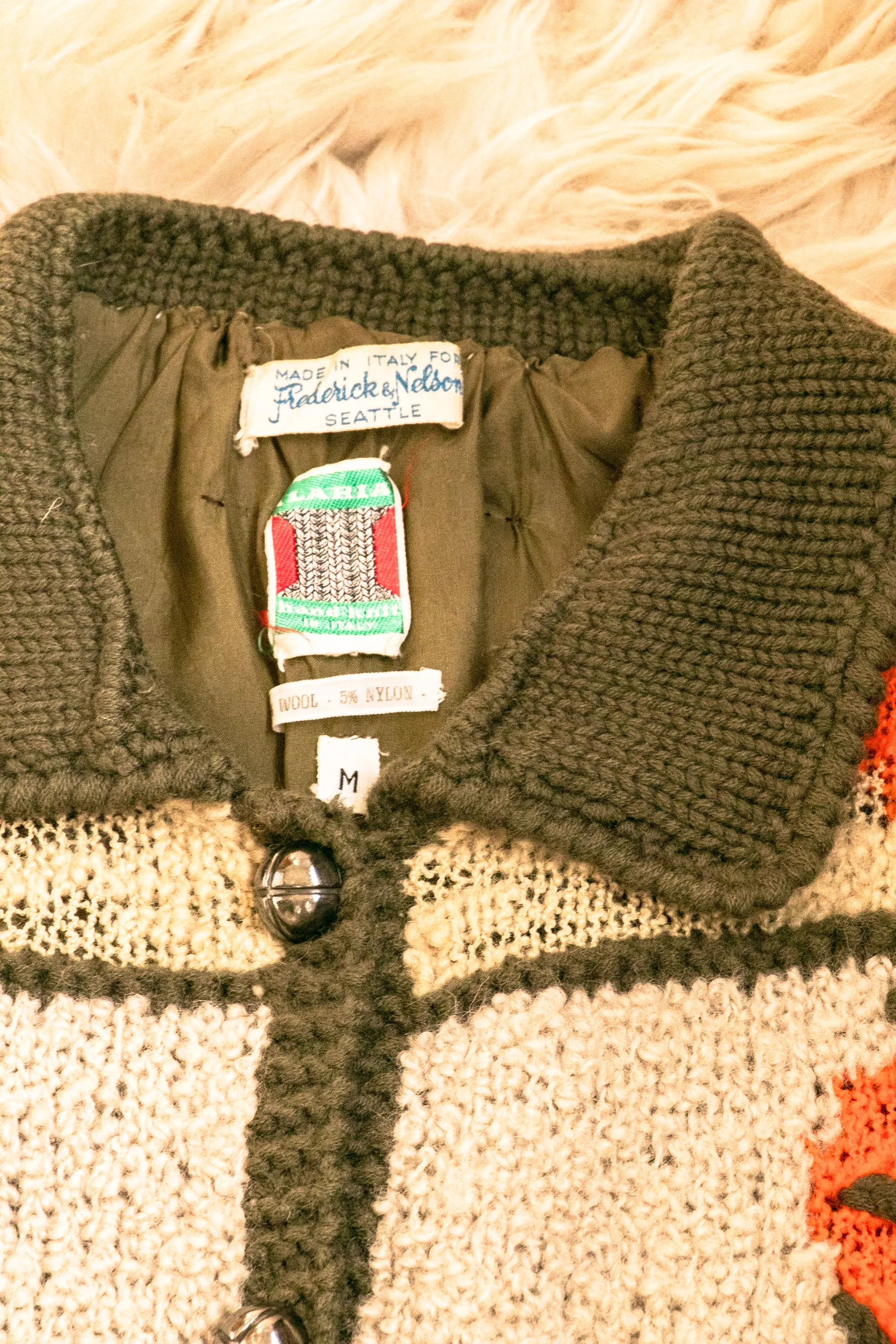 1960s Sweater Wool Knit Cardigan Italy M