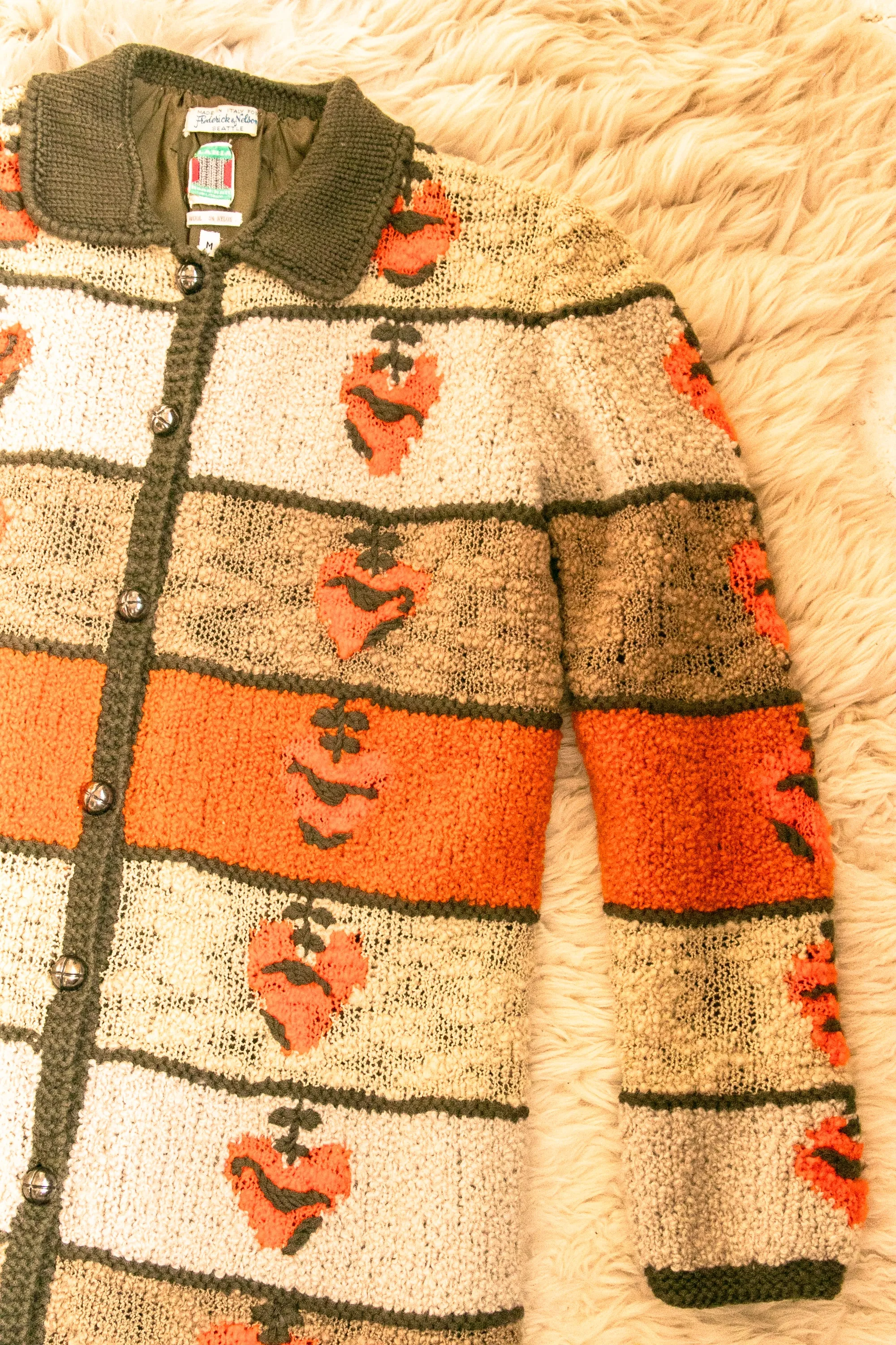 1960s Sweater Wool Knit Cardigan Italy M