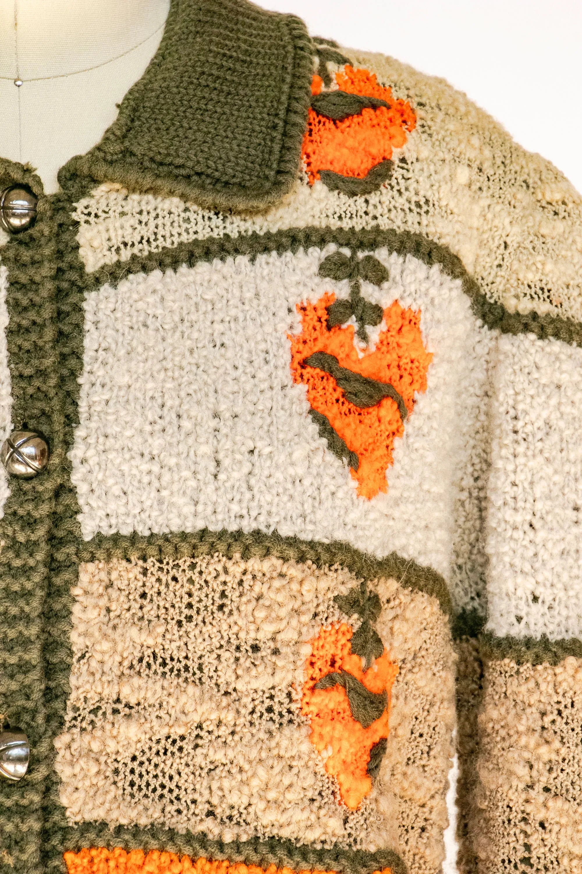 1960s Sweater Wool Knit Cardigan Italy M