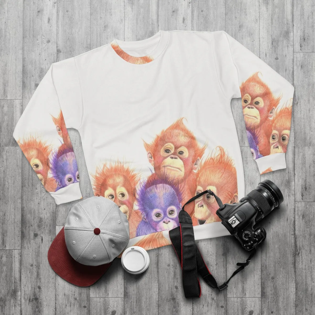 Adorable Baby Orangutan Orange and Purple Sweatshirt