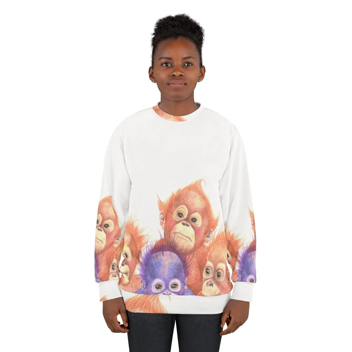 Adorable Baby Orangutan Orange and Purple Sweatshirt