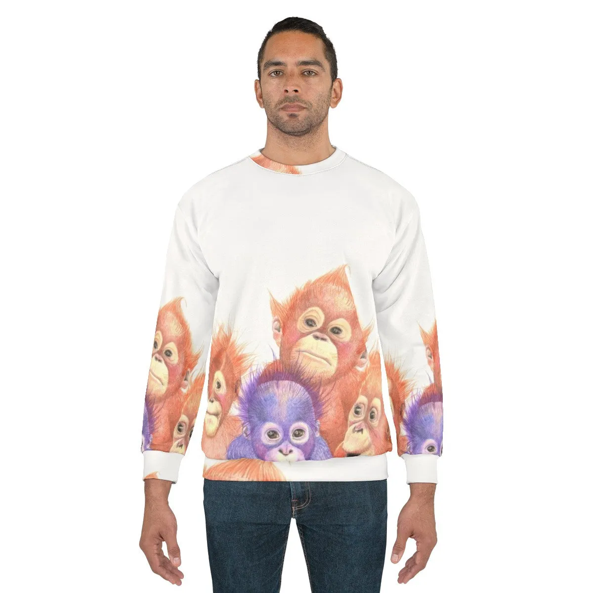 Adorable Baby Orangutan Orange and Purple Sweatshirt