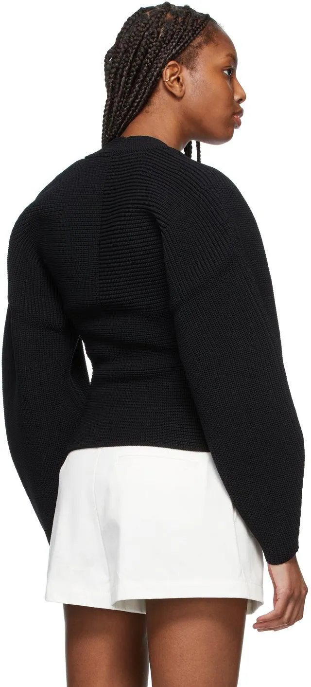 Alexander Wang Black Ribbed Shrug Pullover Sweater