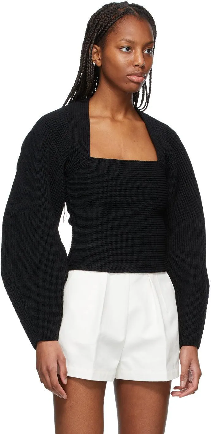 Alexander Wang Black Ribbed Shrug Pullover Sweater