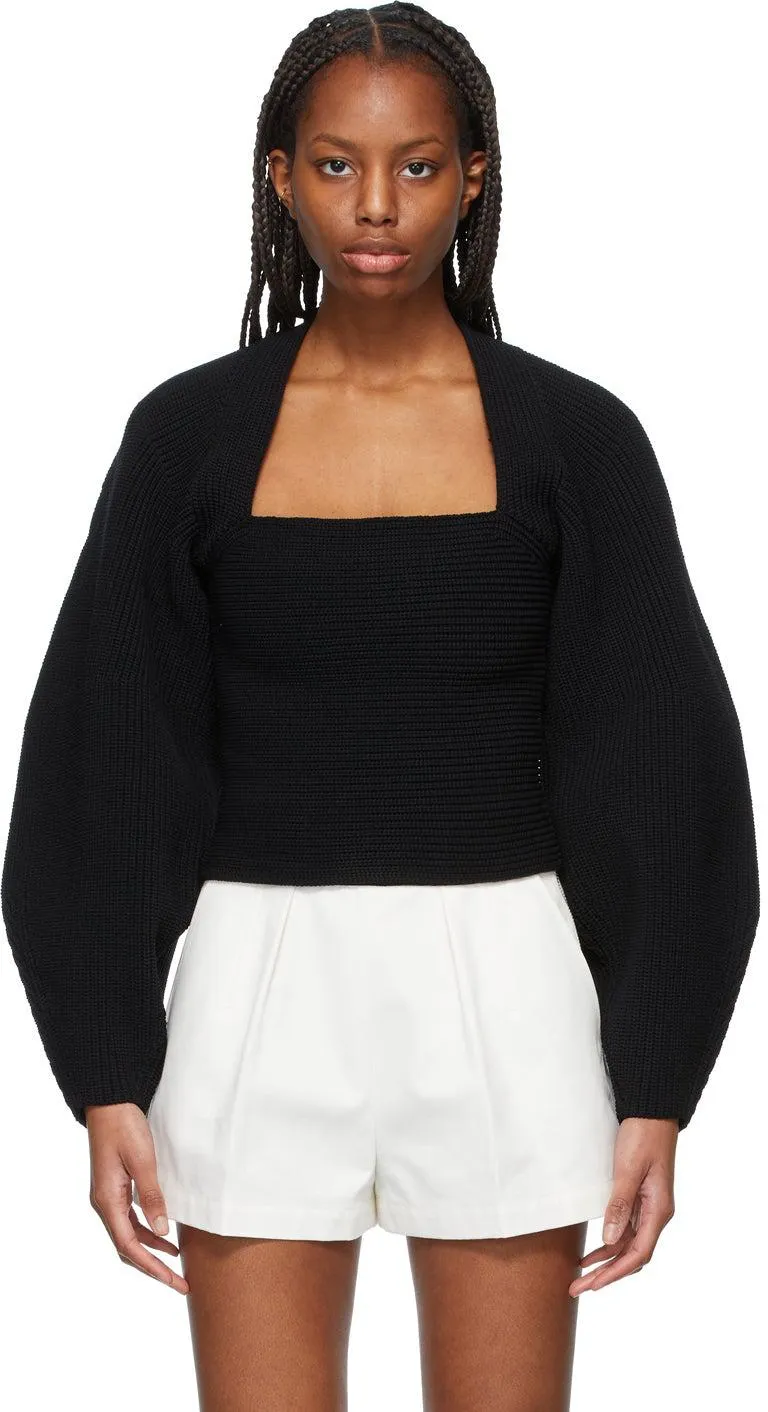 Alexander Wang Black Ribbed Shrug Pullover Sweater