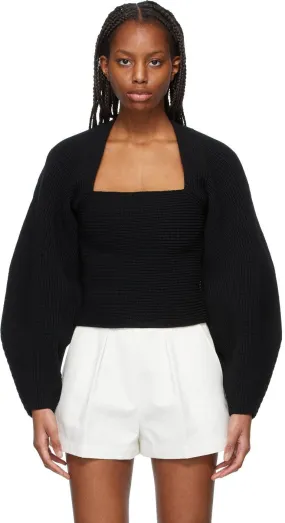 Alexander Wang Black Ribbed Shrug Pullover Sweater