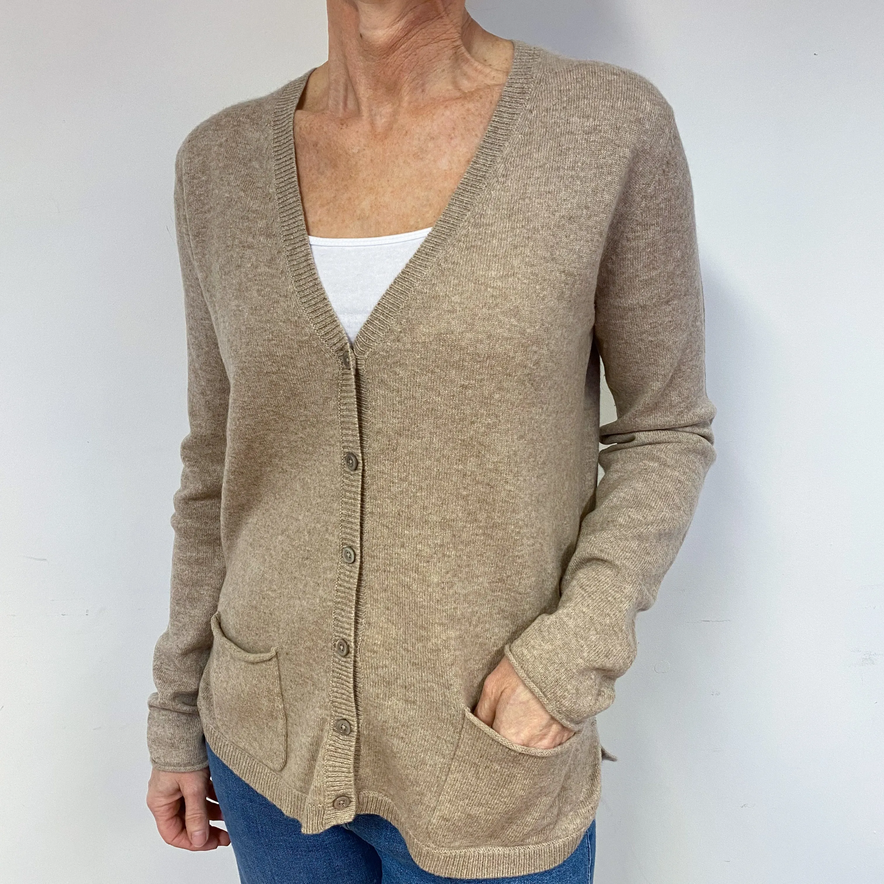 Biscuit Cashmere Cardigan Medium
