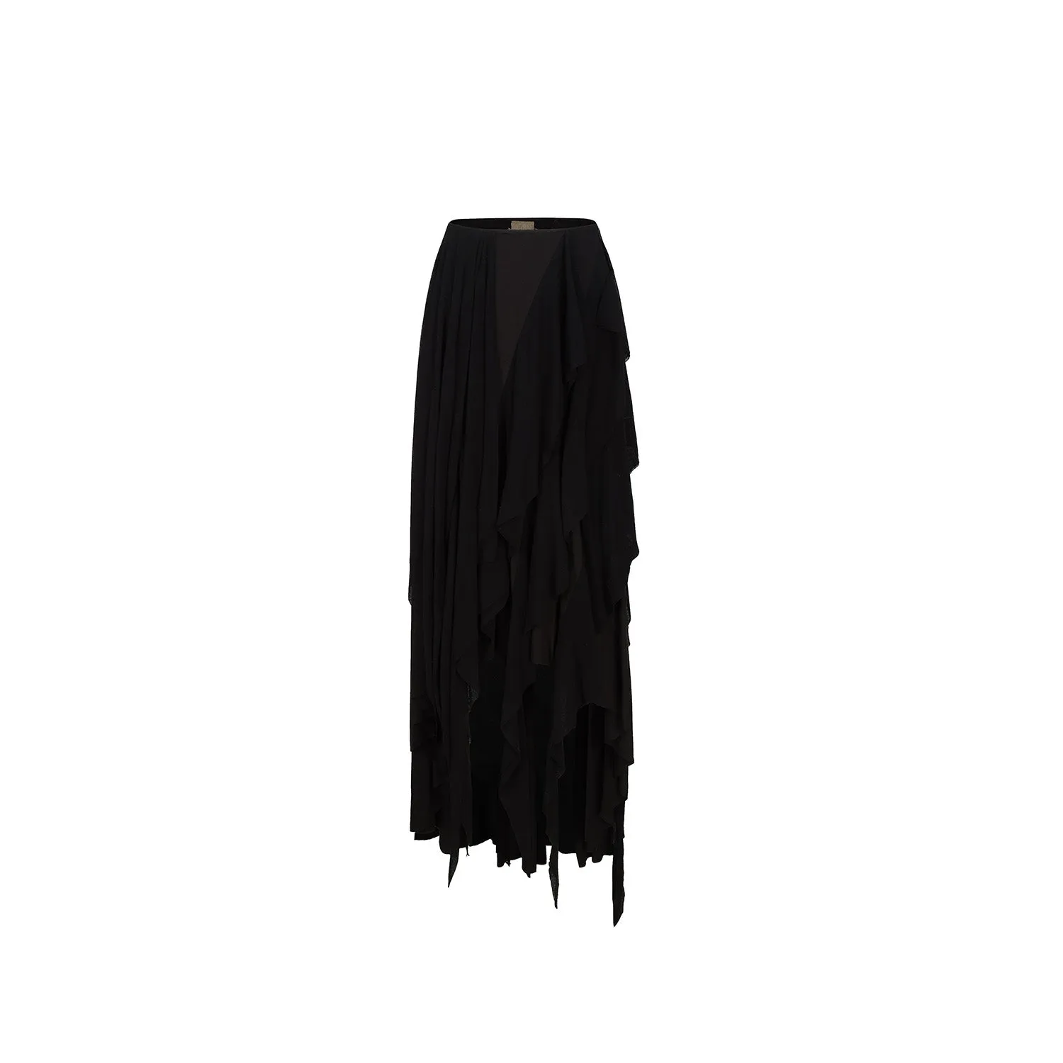 Black Multi-layer Knitted Maxi Skirt