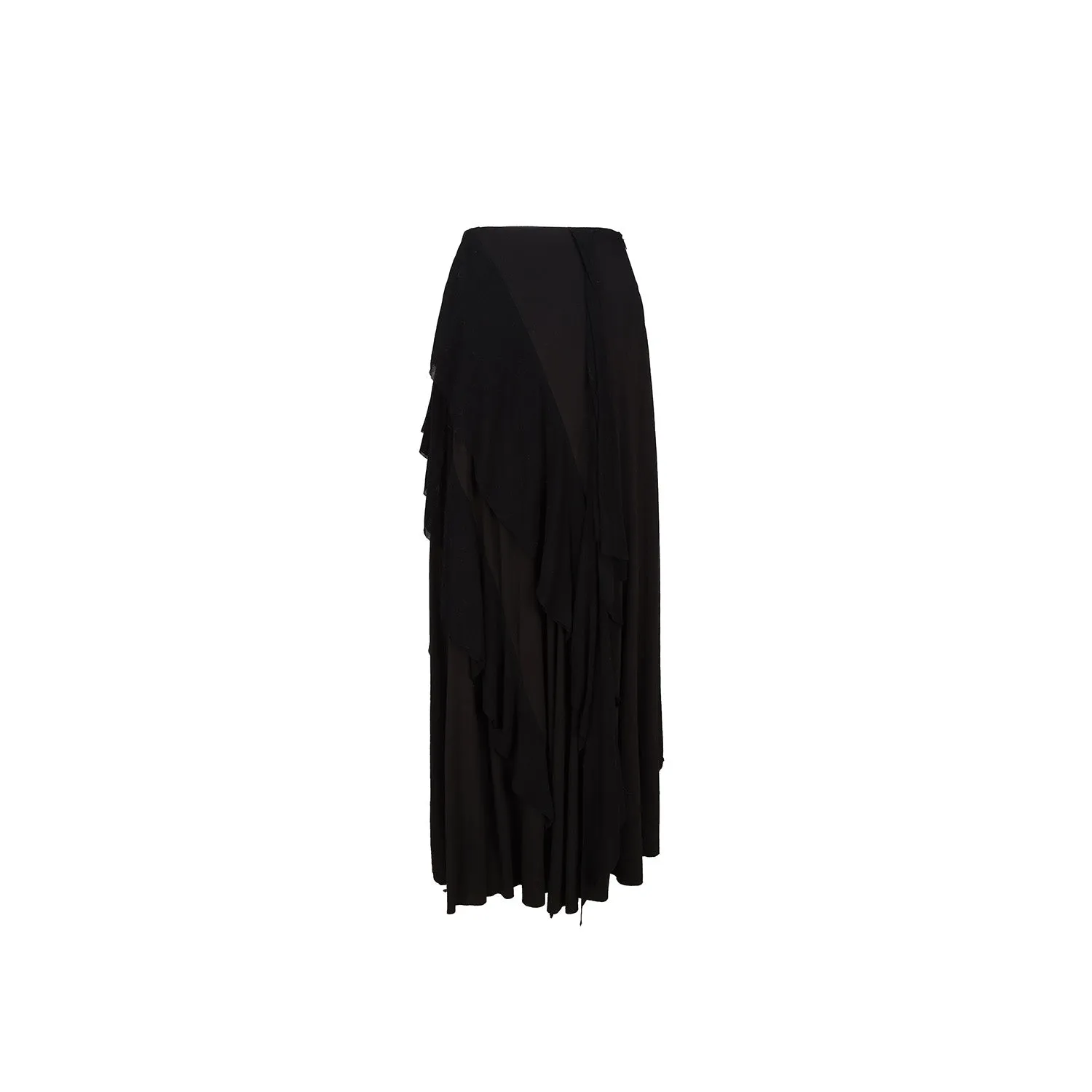 Black Multi-layer Knitted Maxi Skirt