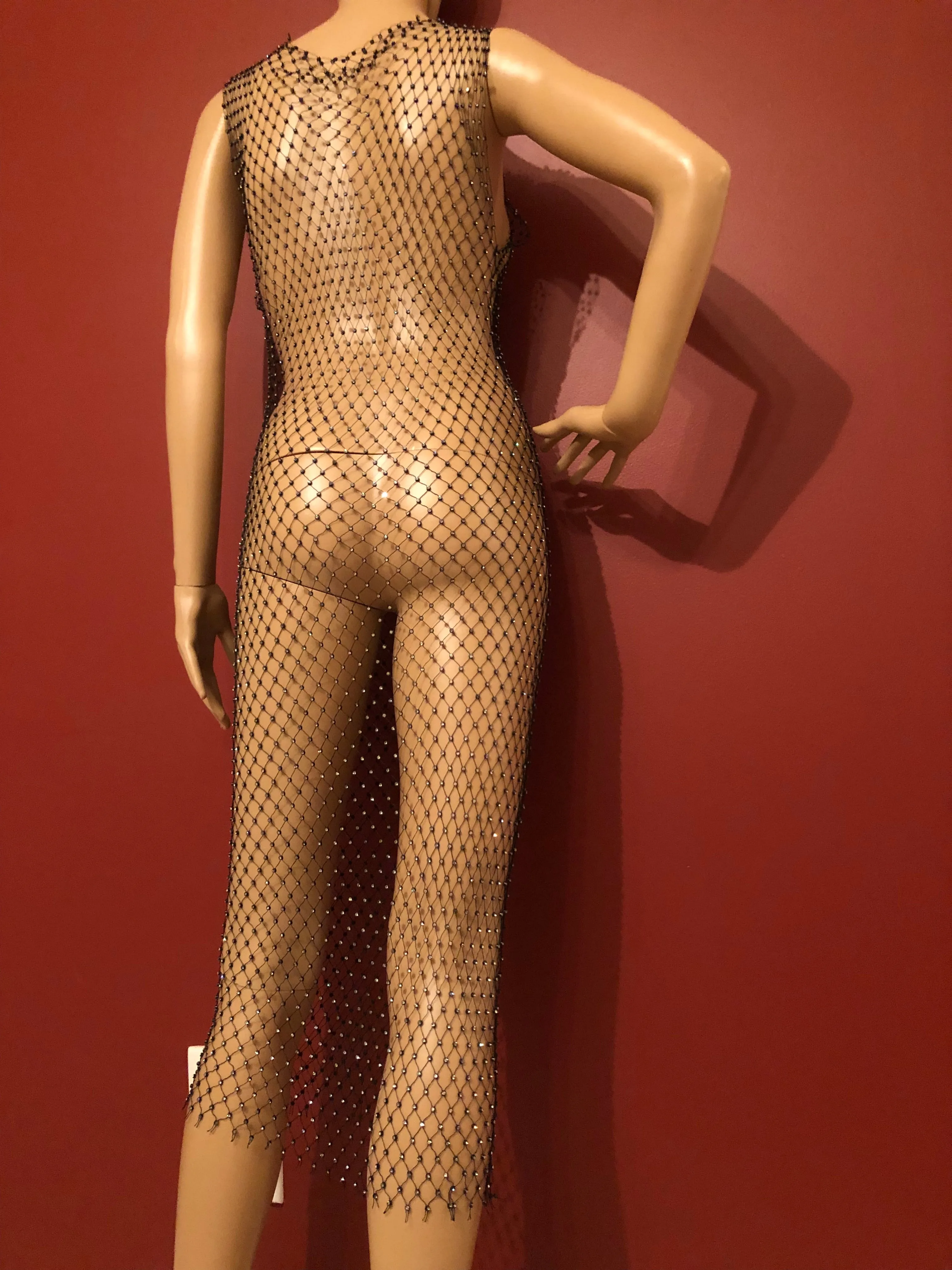 Black Rhinestone Mesh Dress