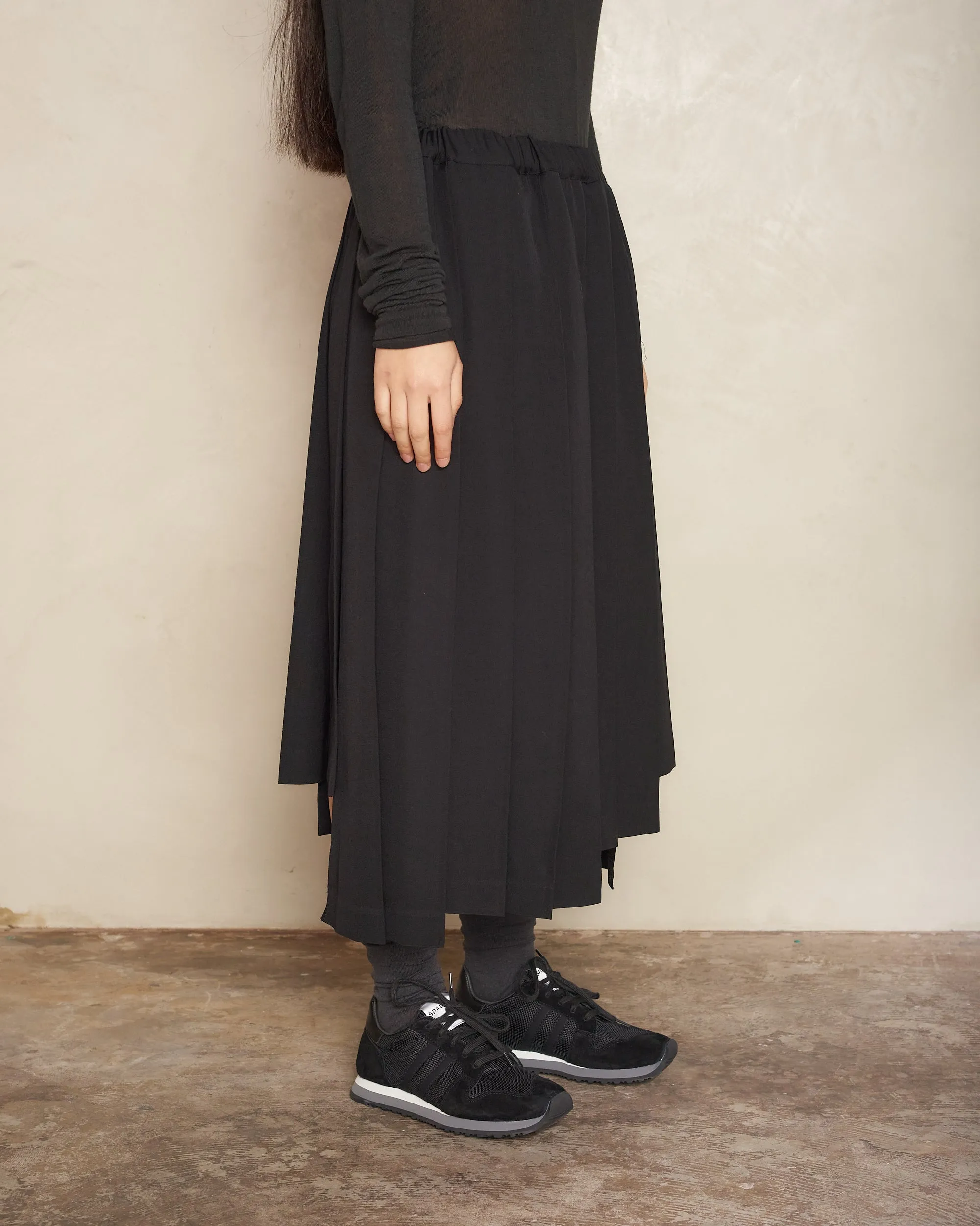 Black Wool Pleated Skirt