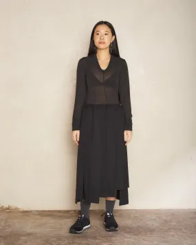 Black Wool Pleated Skirt