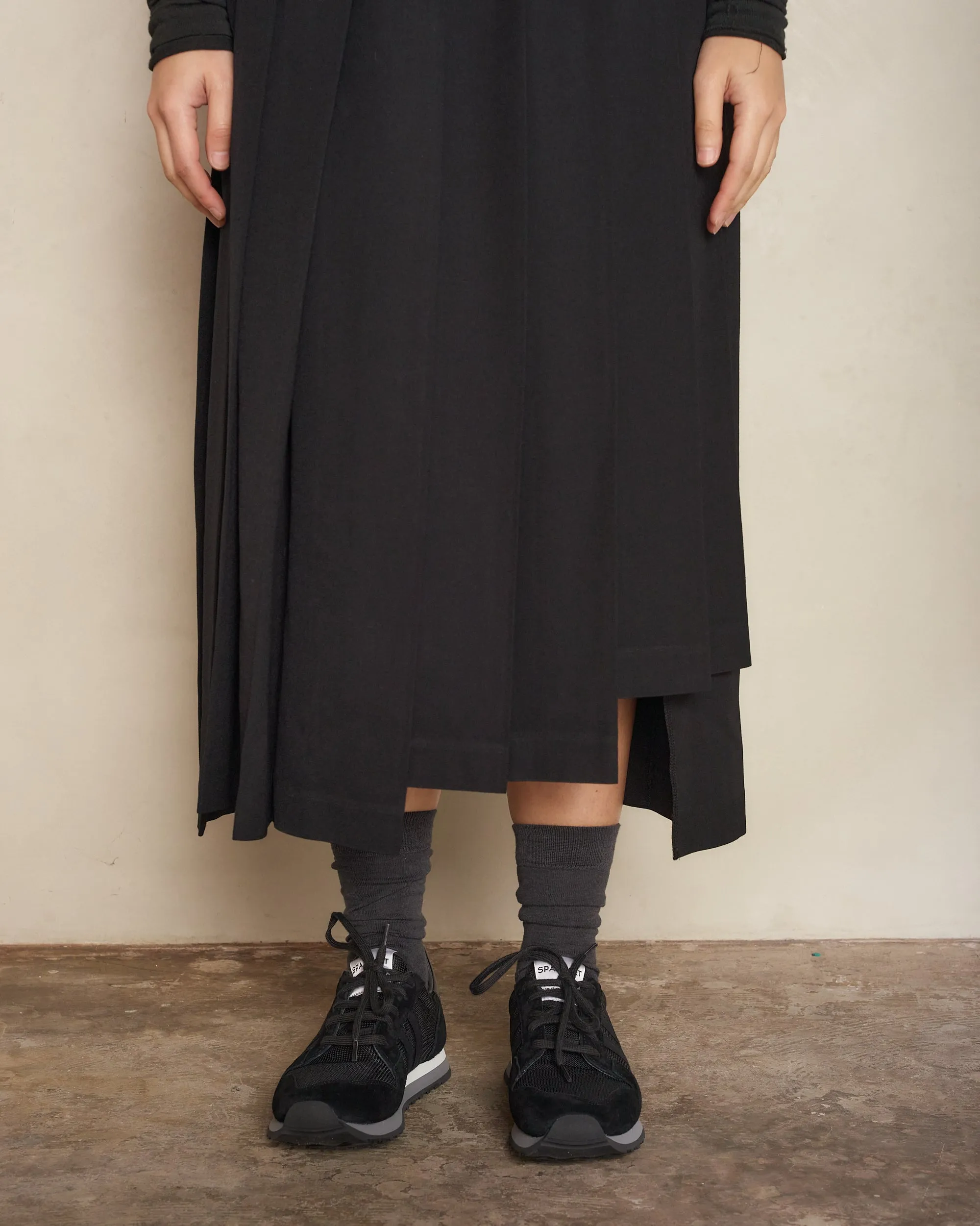 Black Wool Pleated Skirt