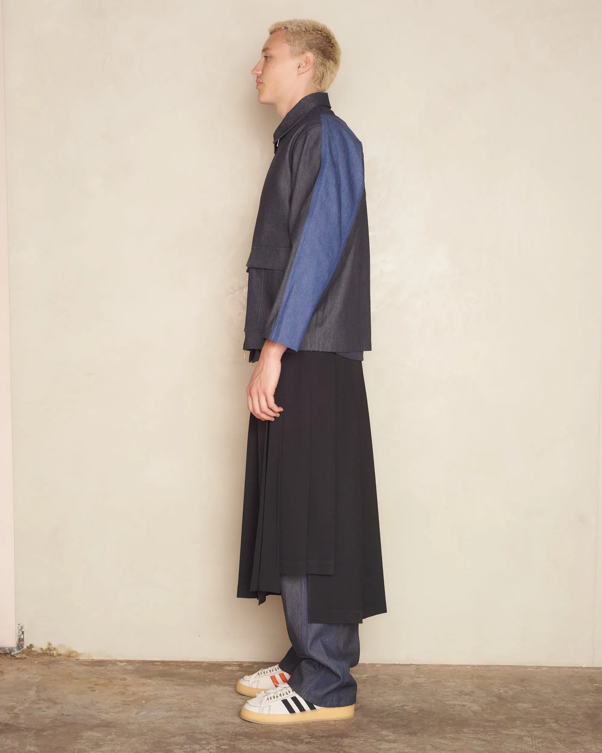 Black Wool Pleated Skirt