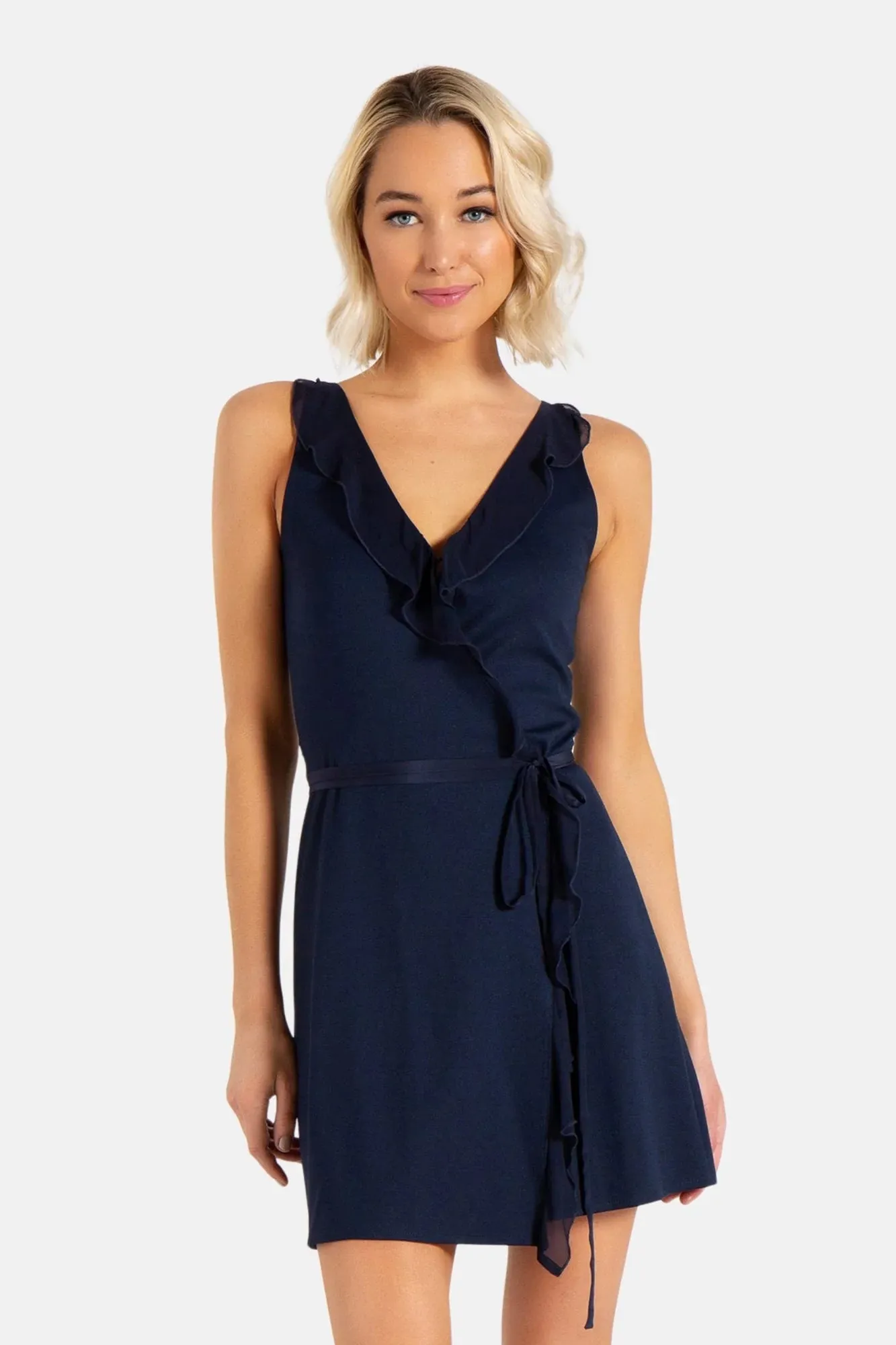 BLISS WRAP MINI DRESS (PINDOT)