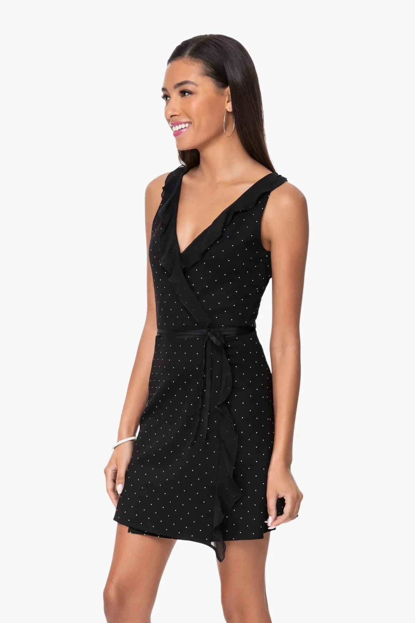 BLISS WRAP MINI DRESS (PINDOT)