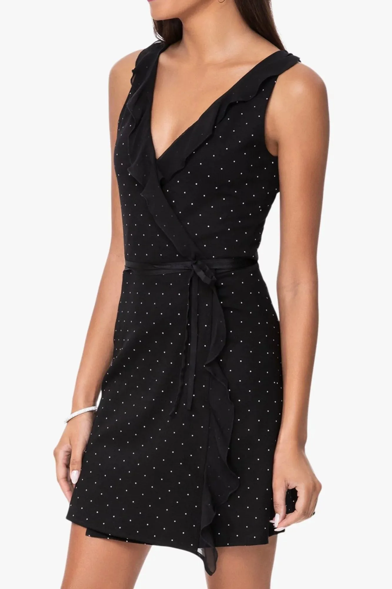 BLISS WRAP MINI DRESS (PINDOT)