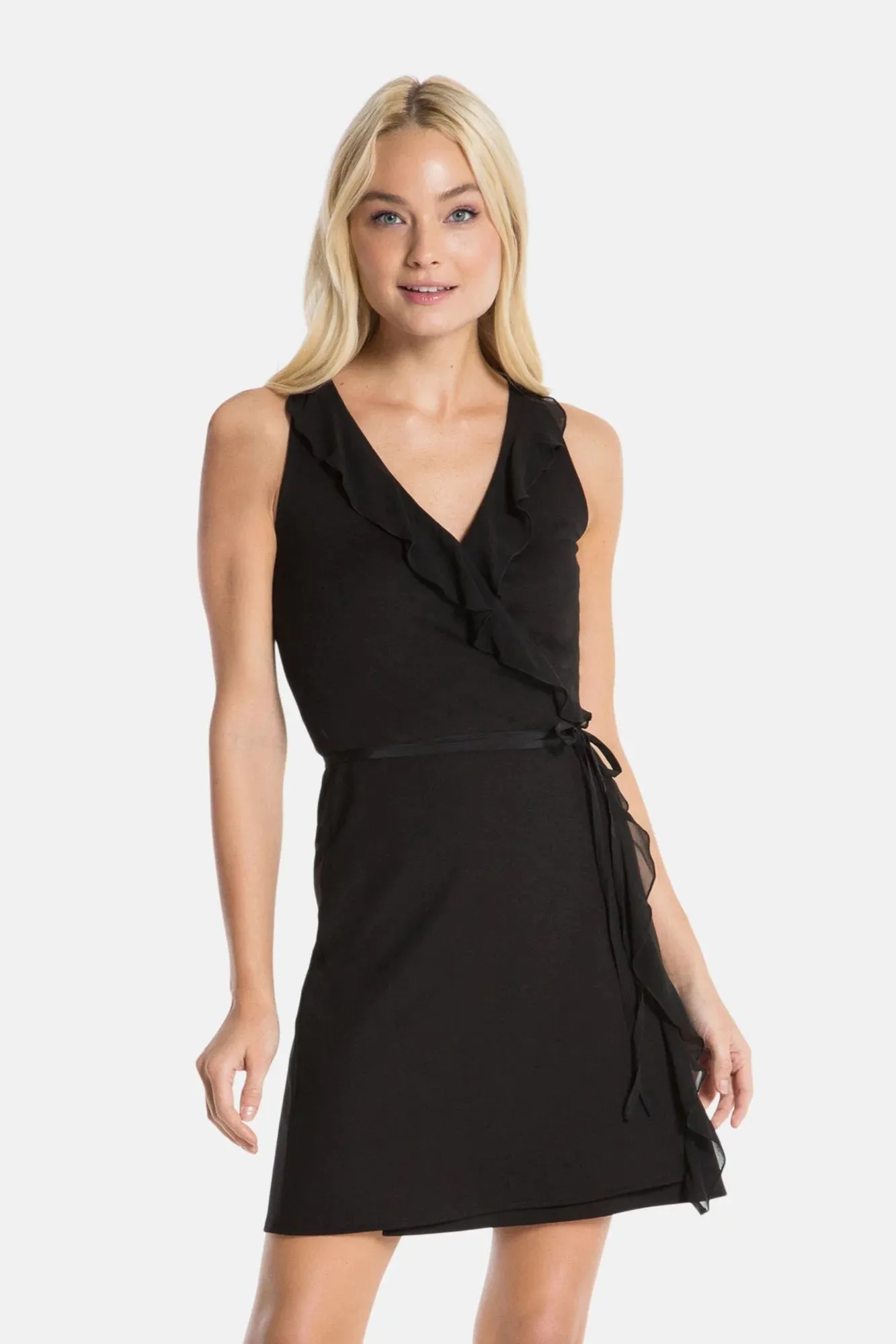 BLISS WRAP MINI DRESS (PINDOT)