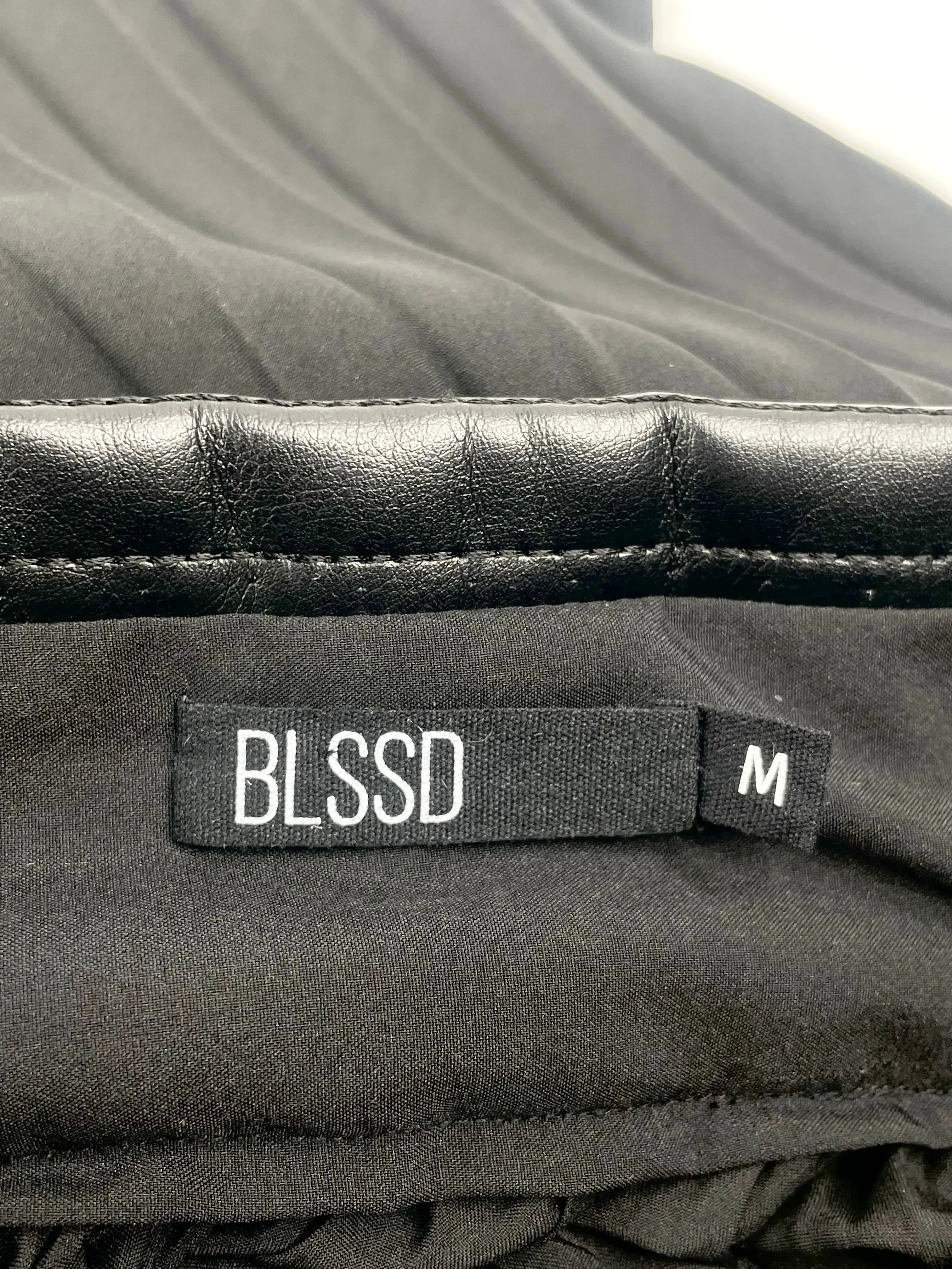 BLSSD The Label Black Vegan Leather Waisted Asymmetric Pleat Skirt - AU10