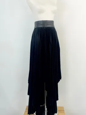 BLSSD The Label Black Vegan Leather Waisted Asymmetric Pleat Skirt - AU10