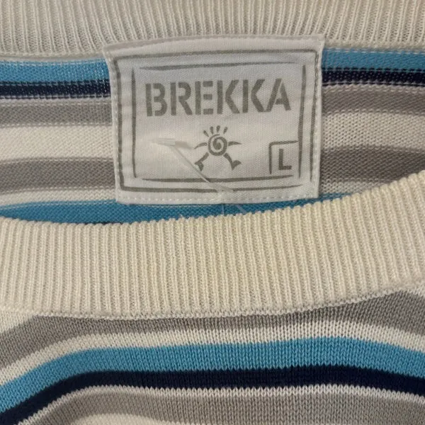 Brekka Striped Jumper - Medium Blue Cotton