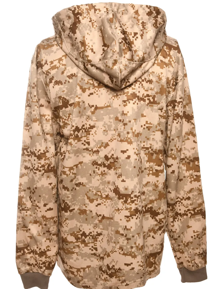 Camoflage Brown Printed Hoodie - L
