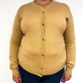 Caramel Brown Cashmere Crew Neck Cardigan Extra Large