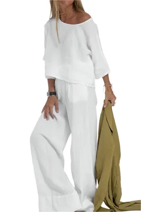 CELESTE™ - Short-sleeved Pullover & Wide Trouser Matching Set