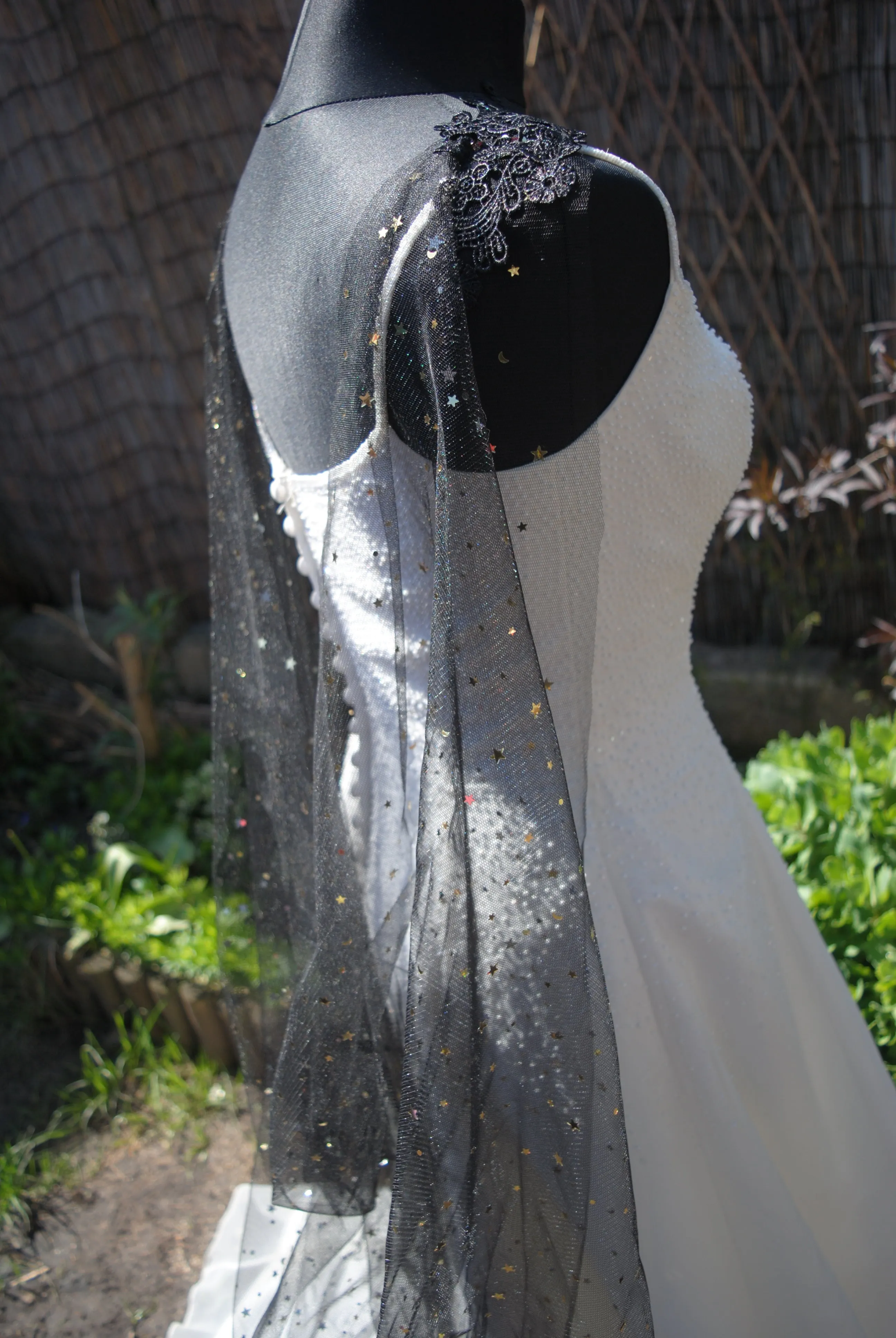 Celestial Wedding Cape | Black or Ivory, 200 - 400cm