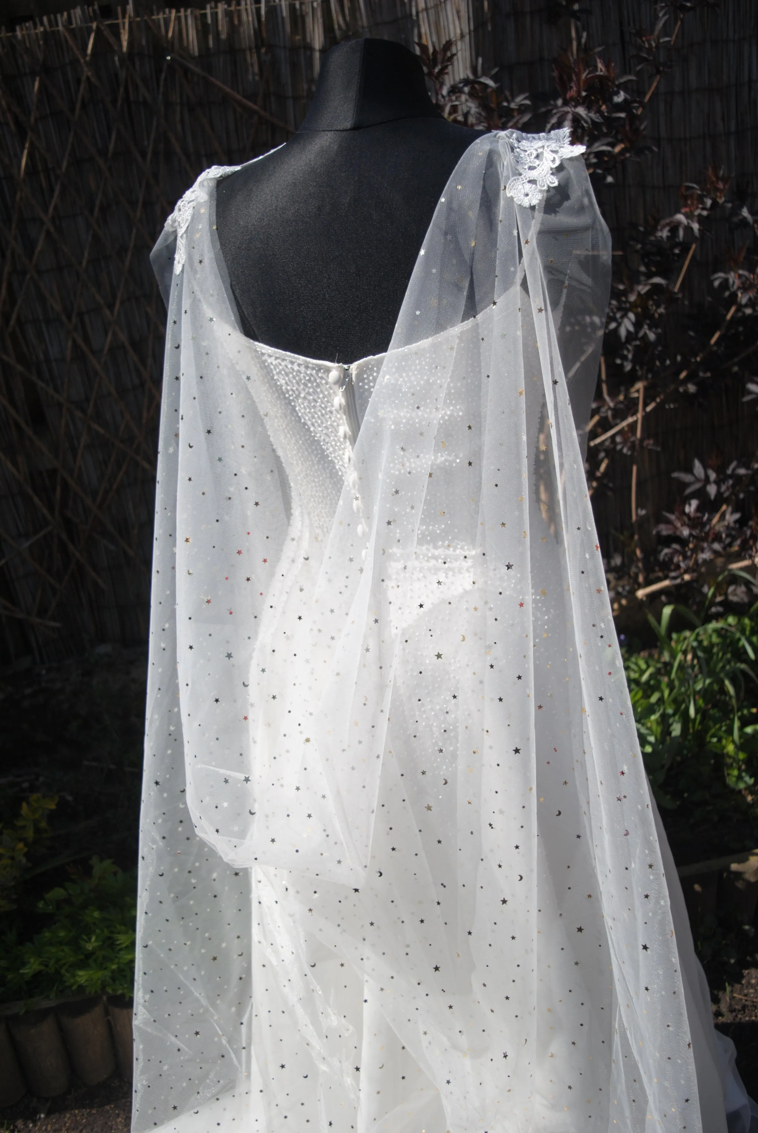 Celestial Wedding Cape | Black or Ivory, 200 - 400cm