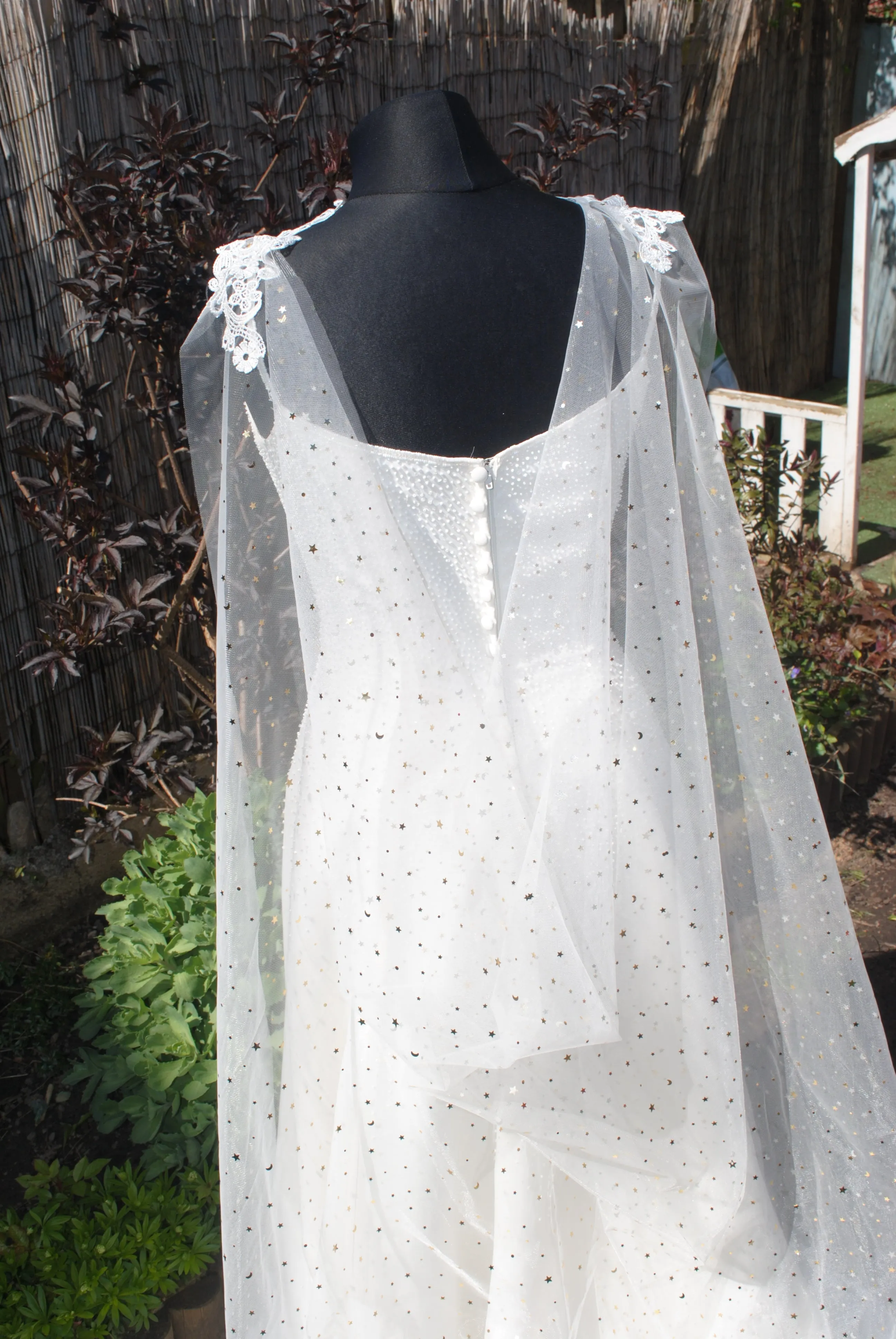 Celestial Wedding Cape | Black or Ivory, 200 - 400cm