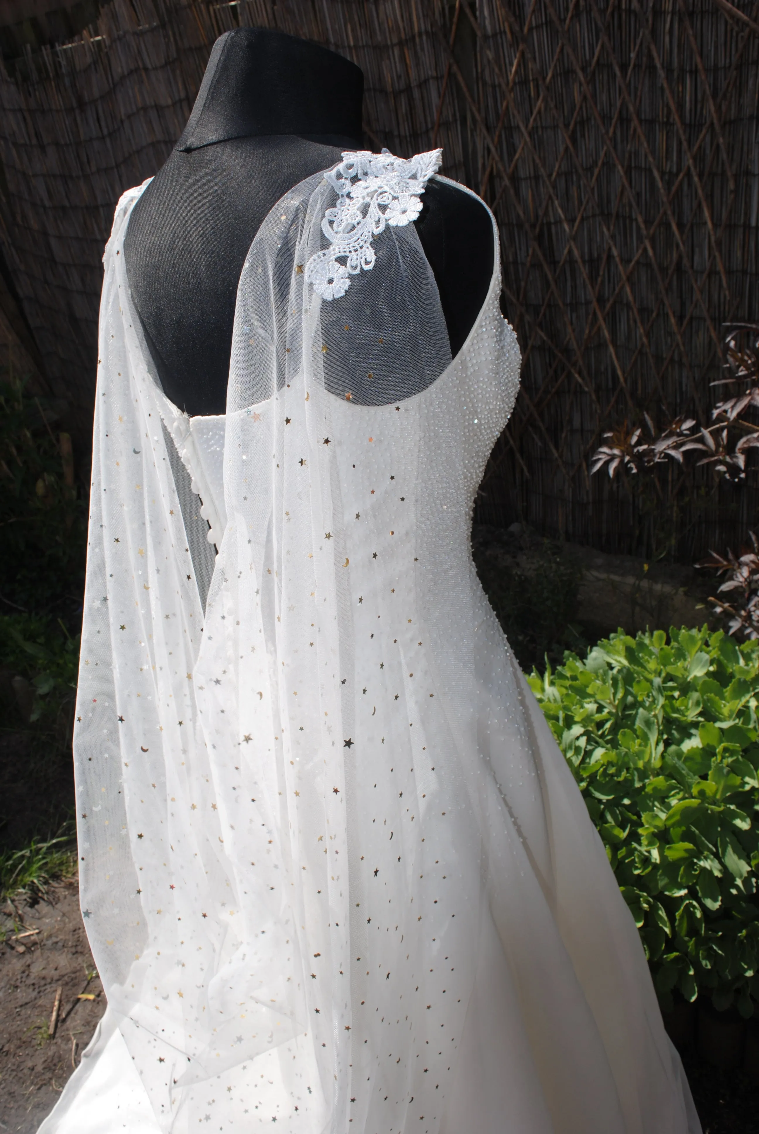 Celestial Wedding Cape | Black or Ivory, 200 - 400cm