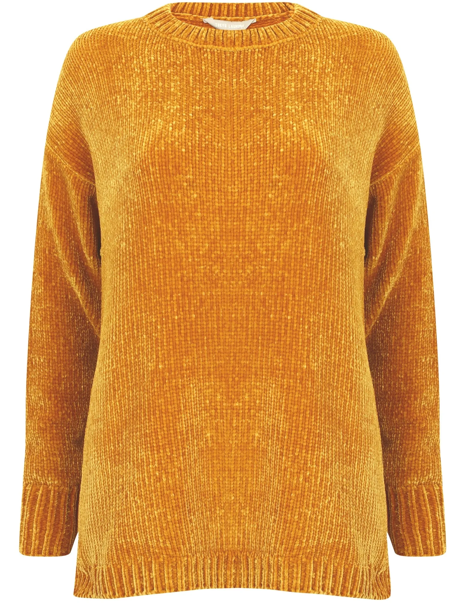 Celia Crew Neck Chenille Knitted Jumper in Gold - Tokyo Laundry