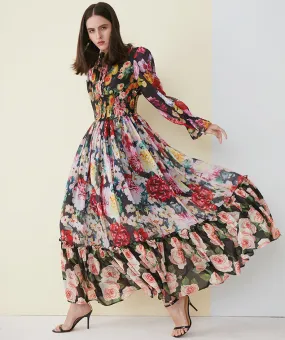 Chiffon Ruffled Collar Women's Maxi Dress