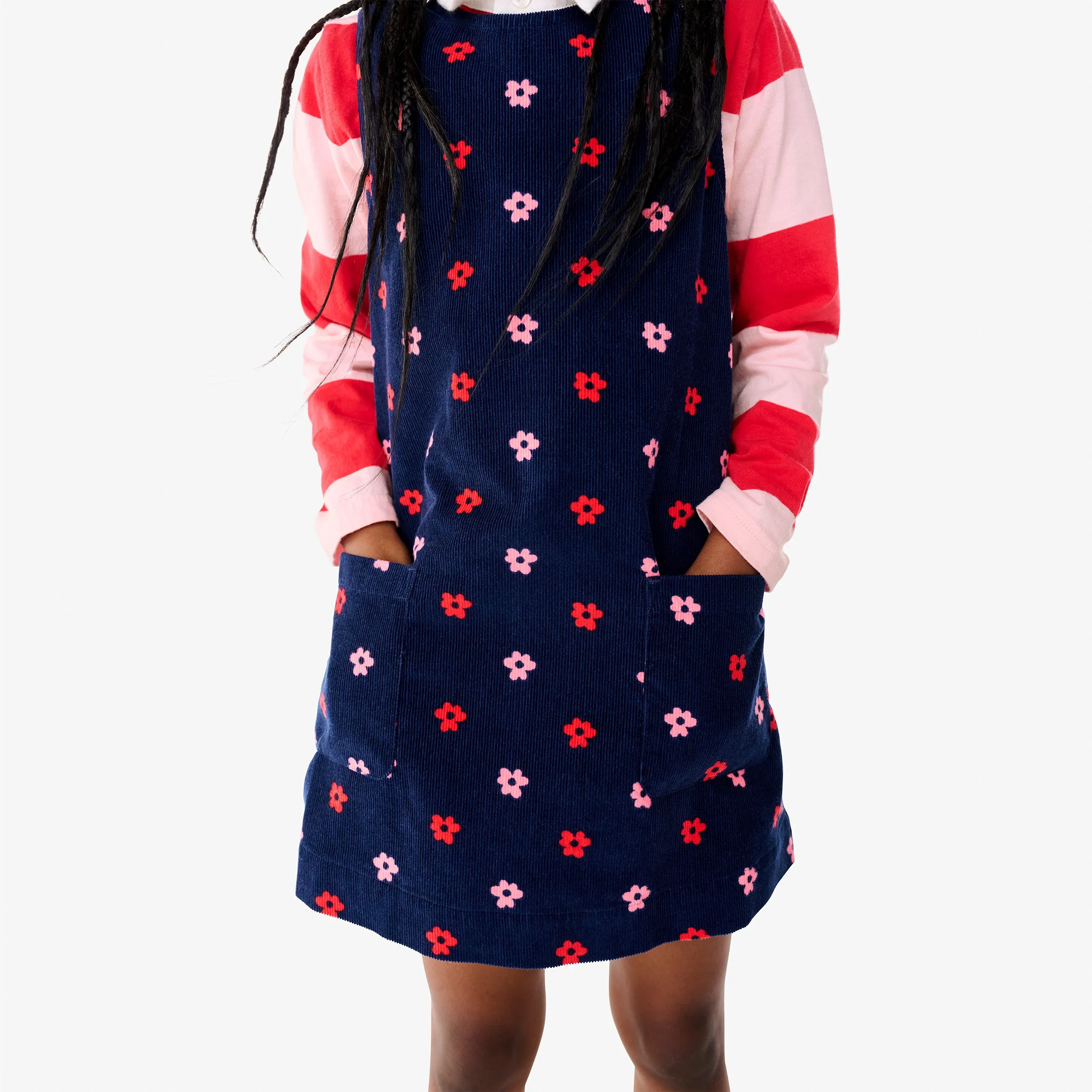 Clearance kids corduroy jumper in mini cutout blooms
