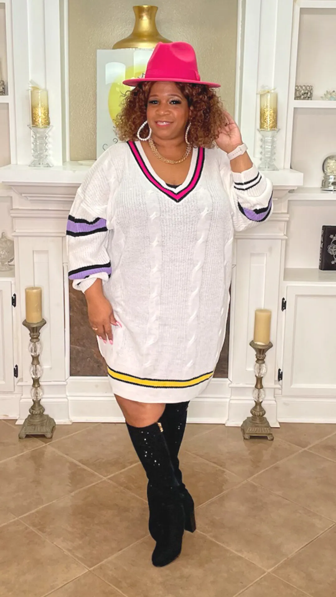 Color-Block Curve Sweater