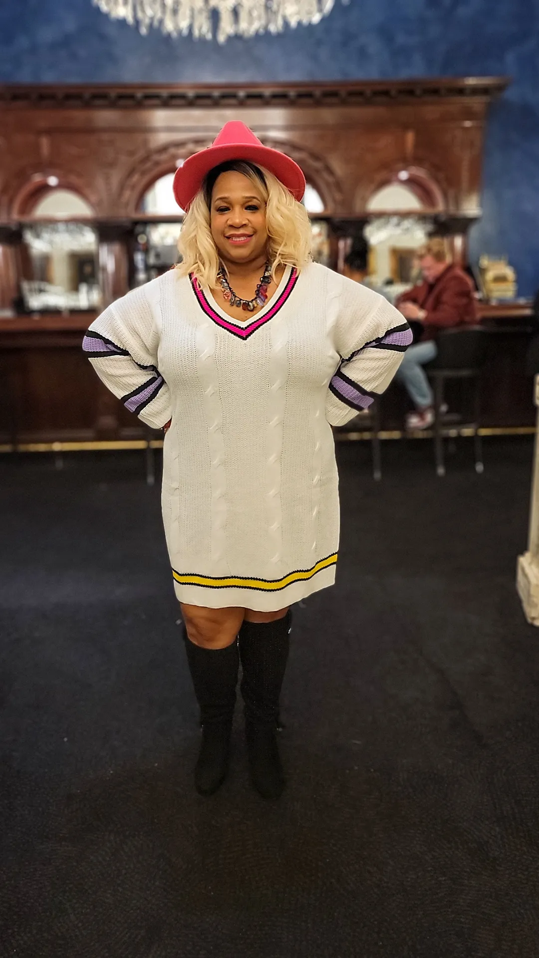 Color-Block Curve Sweater