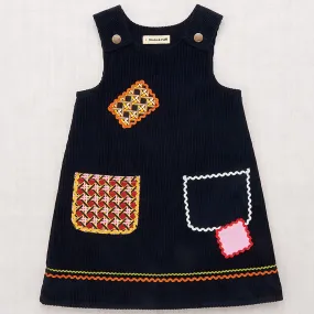 Corduroy Patchwork Freda Dress in Ink by Misha & Puff - Last Ones In Stock - 5-8 Years