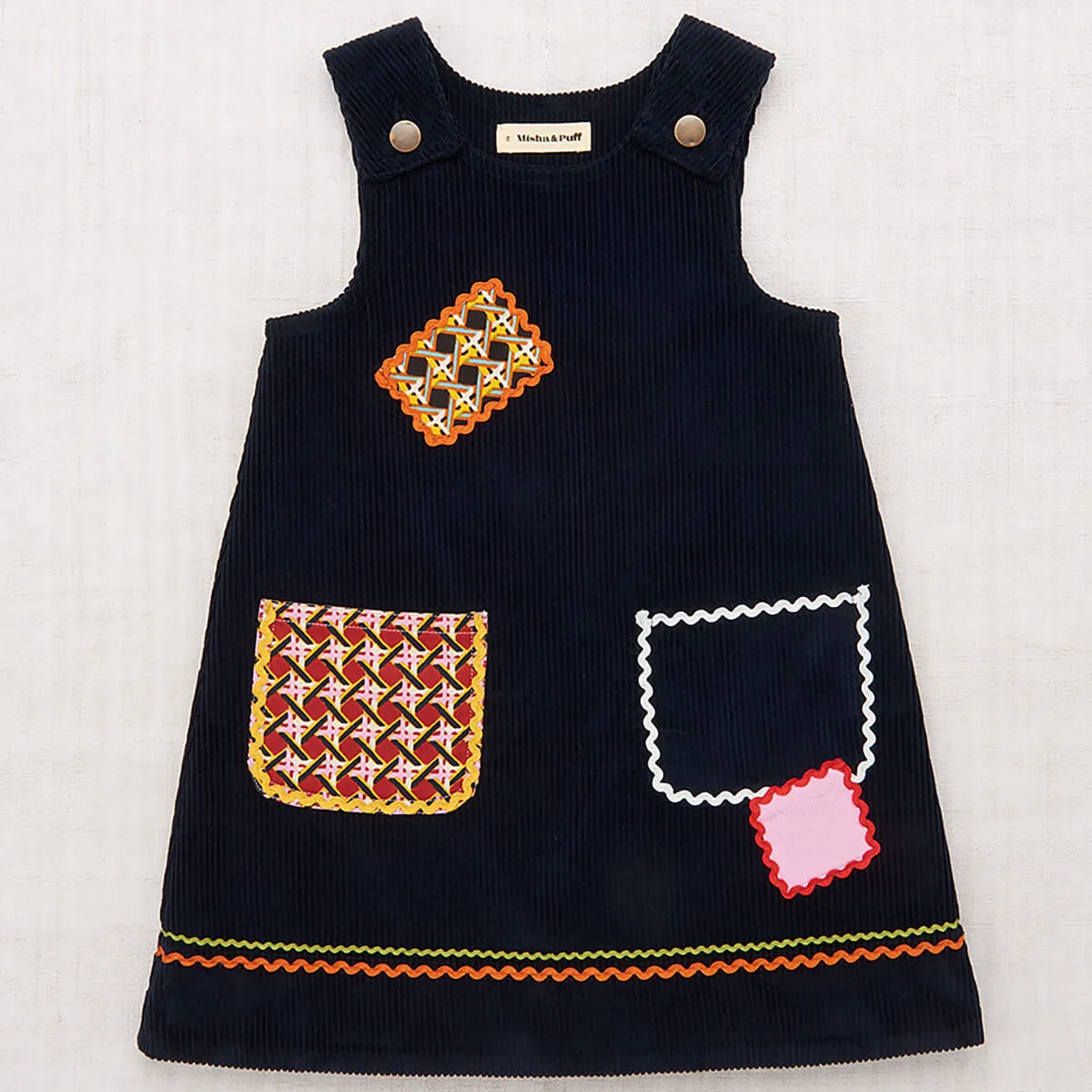 Corduroy Patchwork Freda Dress in Ink by Misha & Puff - Last Ones In Stock - 5-8 Years