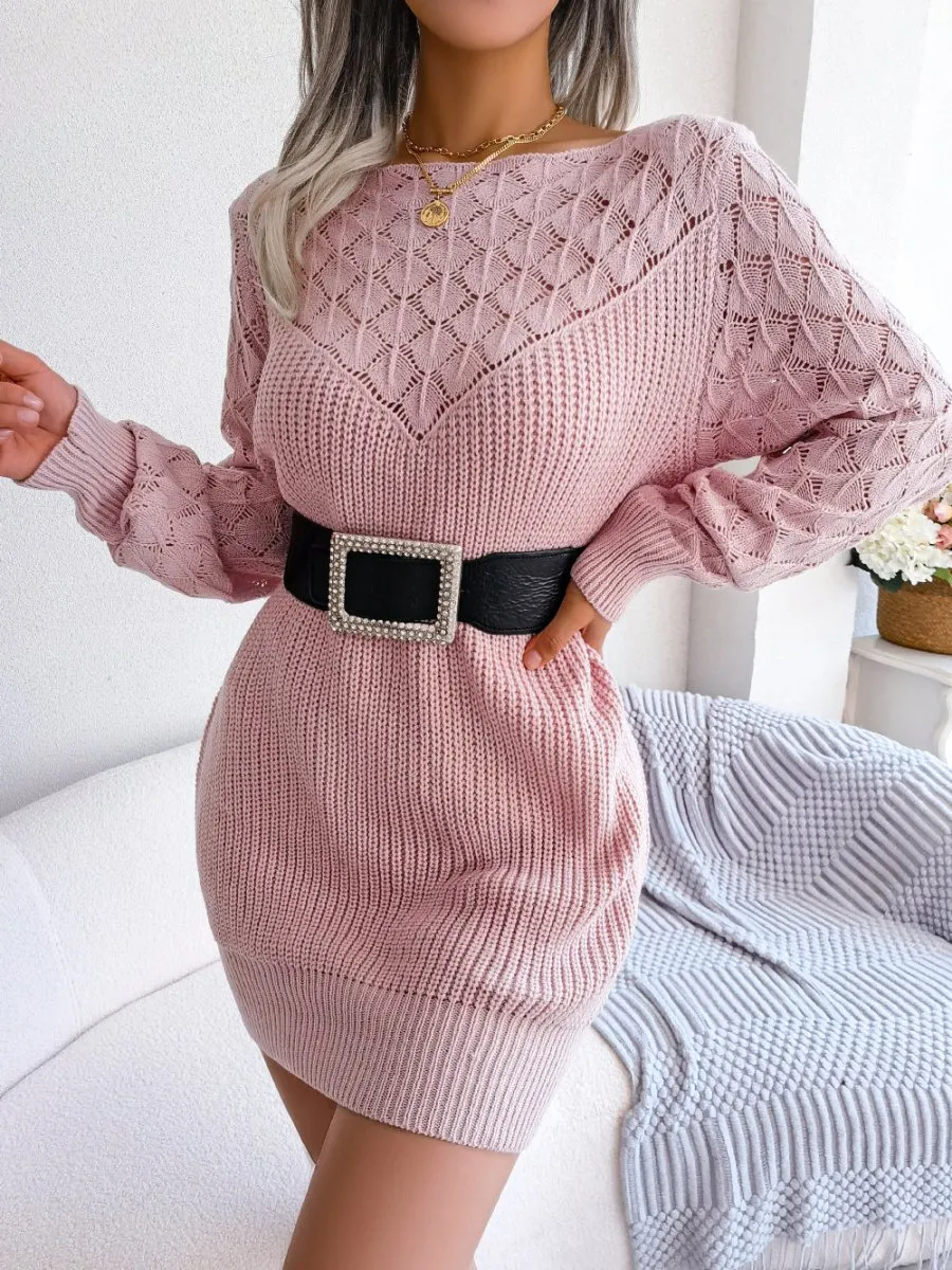 Cozy Charm Long Sleeve Sweater Dress