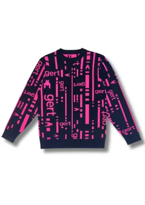 Crew Neck Raspberry & Black Sweater