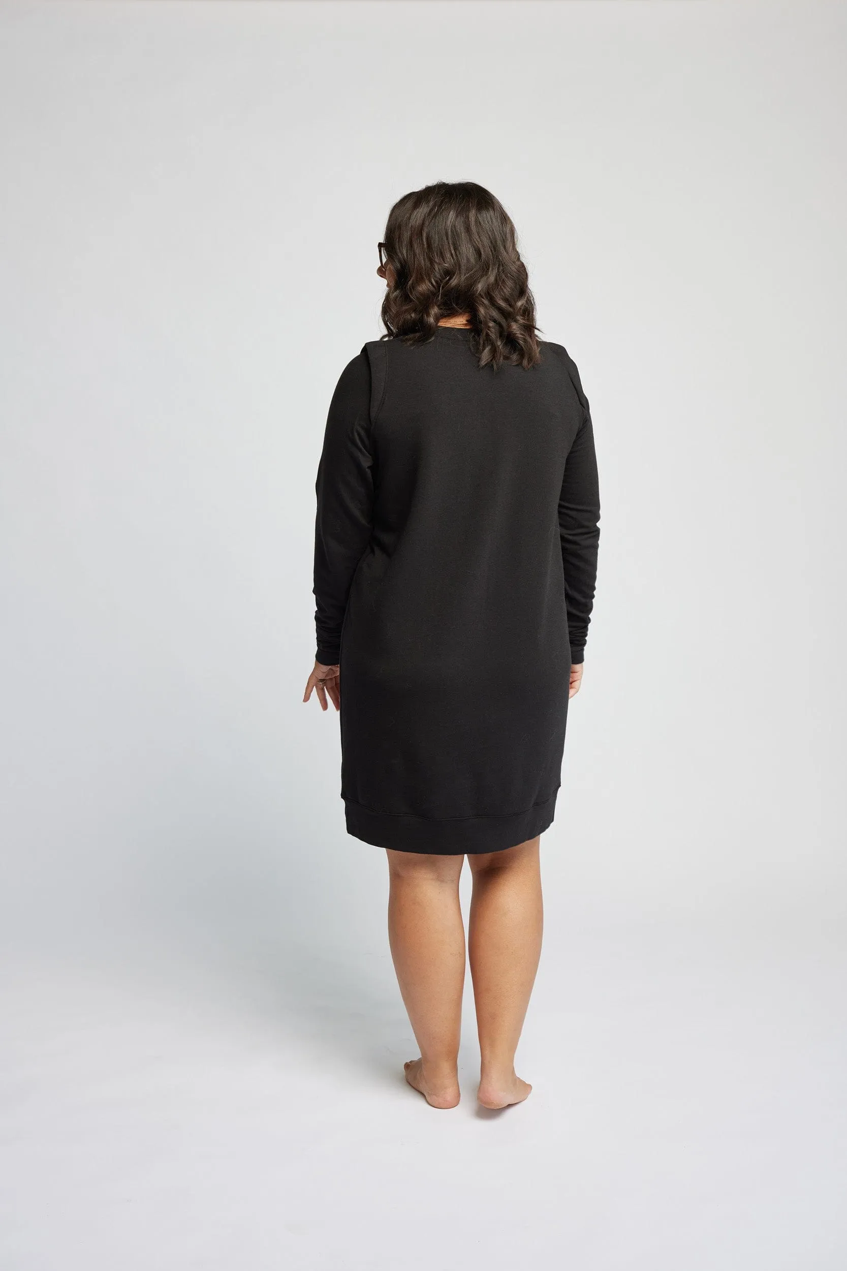 Crew Sweater Dress in Onyx