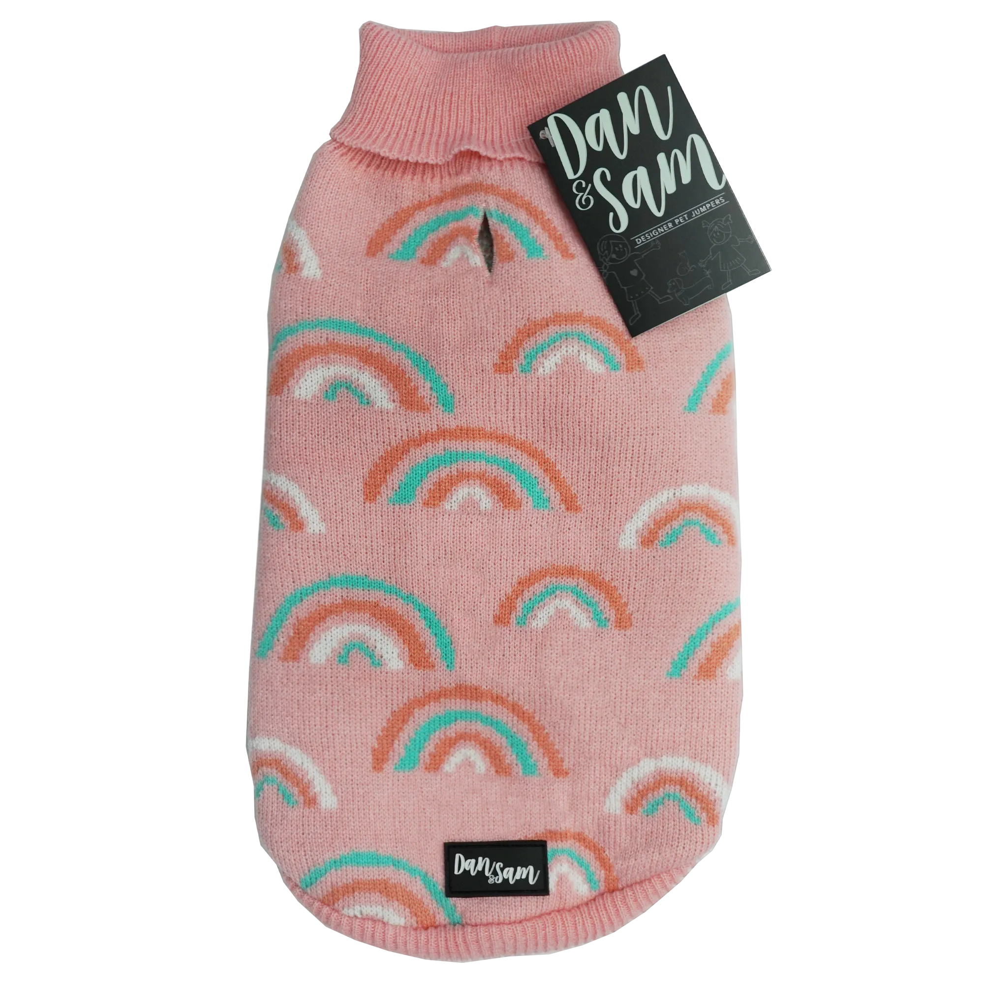 Dan & Sam - Dog Jumper (Pink Rainbows) - 30cm