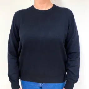 Darkest Navy Cashmere Crew Neck Jumper Large