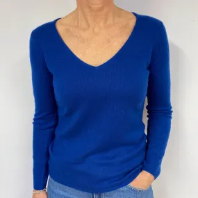 Deep Admiral Blue Cashmere V-Neck Jumper Medium
