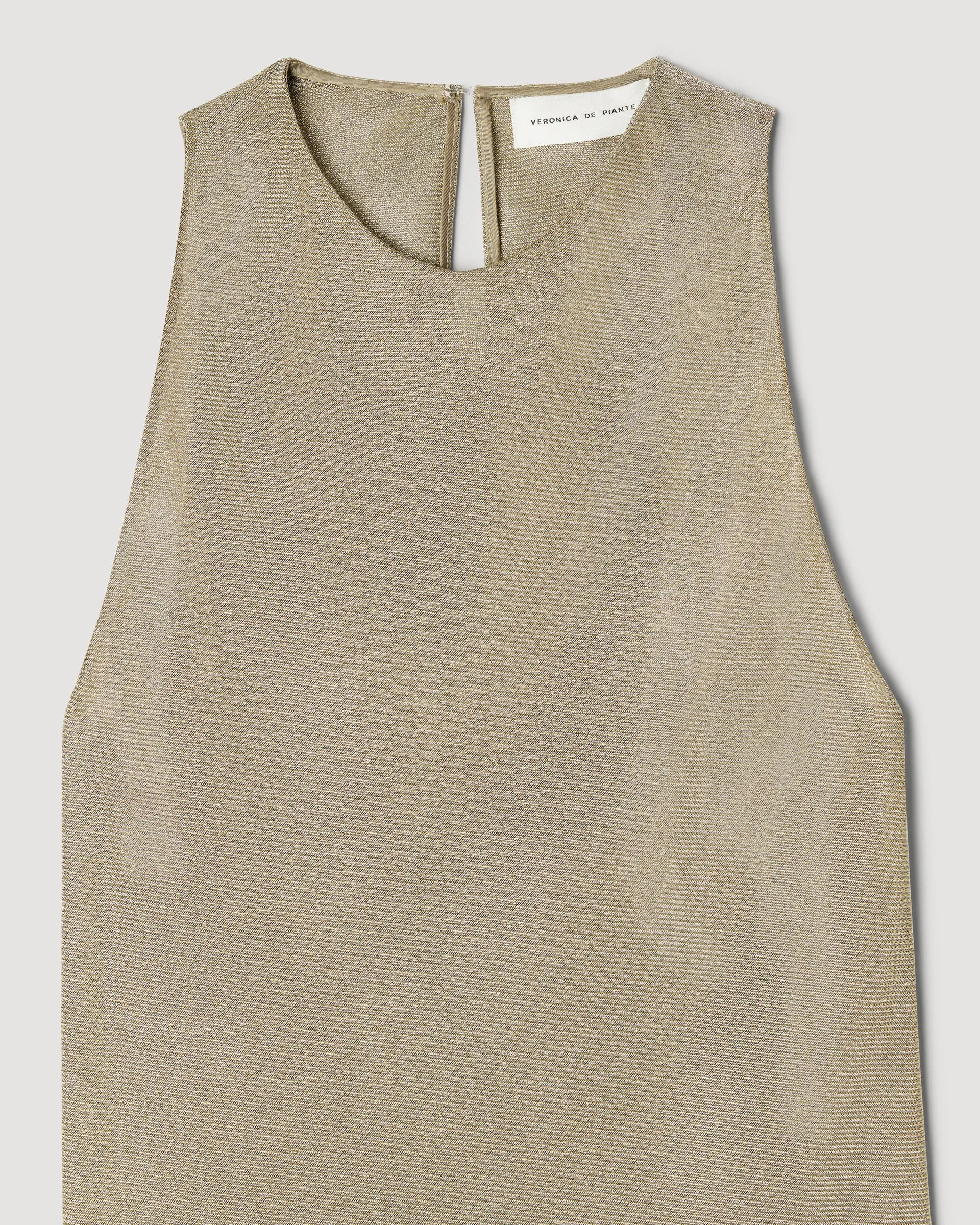 Diana Dress in Metallic Twill, Gold