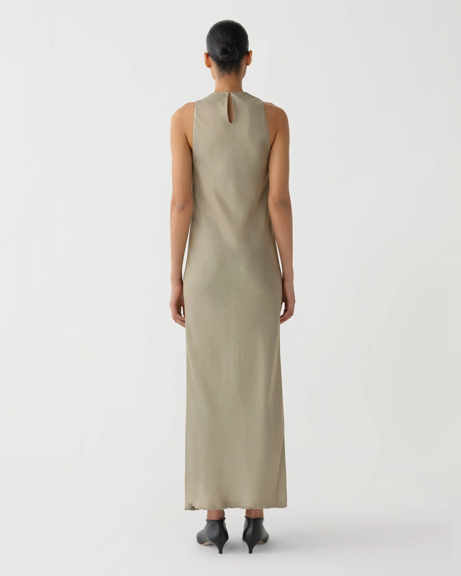 Diana Dress in Metallic Twill, Gold