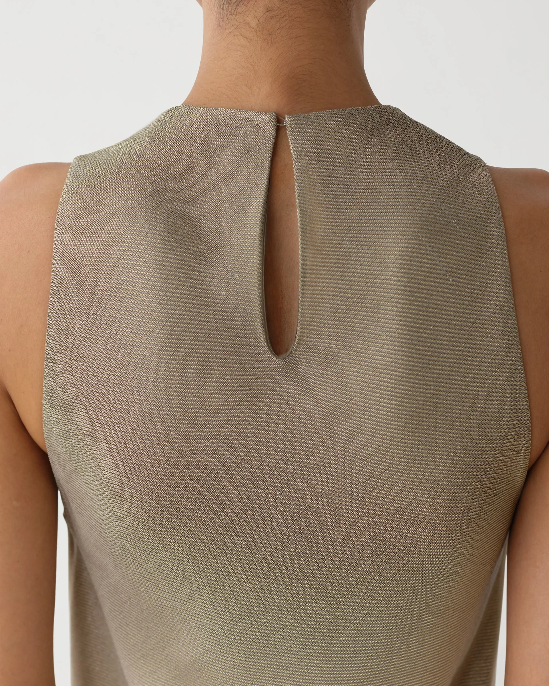 Diana Dress in Metallic Twill, Gold